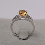2.4ct Engagement Ring Oval Cut Yellow Citrine Split Shank 14k White Gold Finish