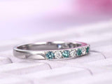 1ct Round Green Emerald Alternate Diamond Anniversary Band 14k White Gold Finish