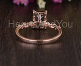 1ct Radiant Cut Simulated Morganite Milgrain Engagement Ring 14k RoseGold Plated