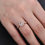 1.76ct Engagement Ring Cushion Cut Peach Morganite Halo 14k Rose Gold Finish