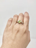 0.5ct Princess Cut Simulated Green Peridot Solitaire Ring 14k Dual Gold Plated