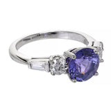 2.7ct Round Cut Purple Amethyst Engagement Ring Trilogy 14k White Gold Finish