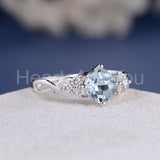 2.3ct Cushion Cut Simulated Blue Aquamarine Infinity Ring 14k White Gold Plated