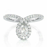 2Ct Pear Cut Diamond Round Unique Stylish Engagement Ring 14K White Gold Finish