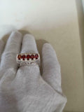 3ct Engagement Ring Oval Cut Red Garnet Filigree Cocktail 14k White Gold Finish