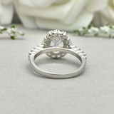 2.3ct Engagement Ring Oval Cut Diamond Accent Halo Design 14k White Gold Finish