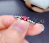 0.2ct Baguette Cut Simulated Pink Sapphire Accented Ring 14k White Gold Plated