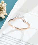 0.35ct Round Cut Moissanite Curved Women Wedding Band 14k Rose Gold Plated
