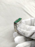3ct Engagement Ring Oval Cut Green Emerald Filigree Cocktail 14k White Gold Over