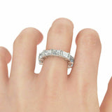 4Ct Radiant Cut Diamond East West Iced Wedding Band Ring 14K White Gold Finish