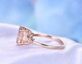 1.6ct Engagement Ring Oval Cut Peach Morganite Diamond Accent 14k Rose Gold Over