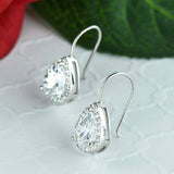 1ct Pear Cut Diamond Tear Drop Stud Hook Earrings Women 14k White Gold Finish