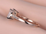Solitaire Promise Engagement Ring 1ct Emerald Cut Diamond 14k Rose Gold Finish