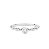 0.55ct Round Cut Diamond Beaded Ball Shank Solitaire Ring 14k White Gold Finish