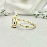 1.5ct Engagement Ring Pear Cut Diamond Curved Chevron Women 14k Yellow Gold Over