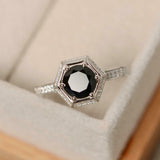 2ct Engagement Ring Round Cut Black Diamond Bridal Set Halo 14k WhiteGold Finish
