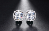 2.5ct Cushion Cut Diamond Halo French Back Stud Earrings 14k White Gold Finish