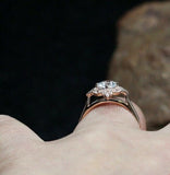 1.3ct Oval Cut Diamond Engagement Ring Milgrain Solitaire 14k Rose Gold Finish