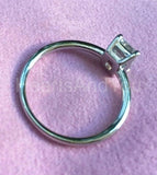 0.5ct Emerald Simulated Diamond Solitaire Engagement Ring 14k White Gold Plated
