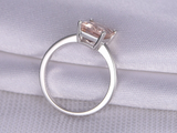 2ct Emerald Cut Peach Morganite Engagement Ring Solitaire 14k White Gold Finish