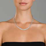 23Ct Pear Cut VVS1/D Graduated Diamond Tennis Necklace 14k White Gold Finish