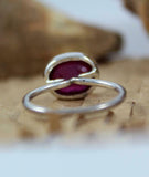 2ct Engagement Ring Oval Cut Pink Ruby Bezel Set Solitaire 14k White Gold Finish