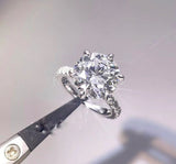 2.1ct Round Cut Moissanite Solitaire with Accents Ring 14k White Gold Plated