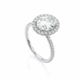 3.5Ct Oval Cut DVVS1 Diamond Accent Engagement Halo Ring 14K White Gold Finish