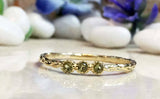 0.5ct Round Cut Peridot Solitaire Trilogy Engagement Ring 14k Yellow Gold Finish