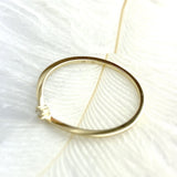 0.1ct Round Cut Moissanite Curved Minimalist Engage Ring 14k Yellow Gold Plated