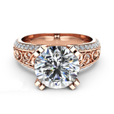 2.4ct Round Cut Diamond Engagement Ring 14k Rose Gold Finish Filigree Vintage