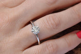 6 Prong Solitaire Engagement Ring 0.5ct Round Cut Diamond 14k White Gold Finish