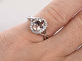 1ct Oval Cut Morganite Solitaire Infinity Engagement Ring 14k White Gold Finish