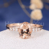 1.2ct Oval Cut Simulated Morganite Accented Engagement Ring 14k Rose Gold Plated