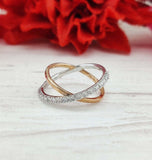 0.3ct Round Cut Moissanite Criss Cross Stackable Wed Band 14k Dual Gold Plated