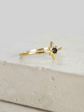 0.3ct Engagement Ring Round Cut Black Diamond Minimalist 14k Yellow Gold Finish