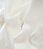 0.2ct Marquise Cut Blue Aquamarine Trilogy Minimalist Ring 14k White Gold Finish