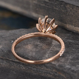 1.5ct Round Cut Diamond Engagement Ring Flower Unique 14k Rose Gold Finish