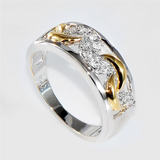 1.5ct Round Cut Diamond Engagement Ring 14k Dual Tone Finish Crescent Design