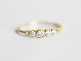1.3ct Round Cut Diamond Engagement Ring 5 Stone Minimalist 14k YellowGold Finish