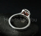 2.2ct Oval Cut Simulated Pink Sapphire Halo Bridal Set 14k White Gold Plated