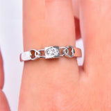 0.3ct Round Cut Diamond Engagement Ring 14k White Gold Finish Unique Stackable