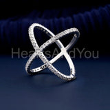 0.4ct Round Cut Moissanite Criss Cross Women Wedding Band 14k White Gold Plated
