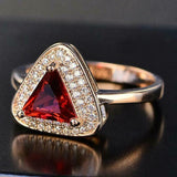 2.4ct Engagement Ring Trillion Cut Garnet Diamond Dual Halo 14k Yellow Gold Over