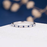 0.4ct Round Cut Simulated Sapphire Minimalist Wedding Band 14k White Gold Plated