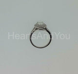 2.2ct Radiant Simulated Diamond Split Shank Dual Halo Ring 14k White Gold Plated