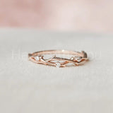 0.1ct Round Cut Moissanite Twig Vine Women Wedding Band 14k Yellow Gold Plated
