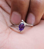 0.8ct Engagement Ring Oval Cut Purple Amethyst Solitaire 14k White Gold Finish