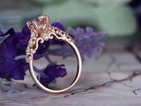 1.7ct Round Cut Morganite Engagement Ring Diamond Accents 14k Rose Gold Finish