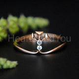 0.4ct Round Cut Moissanite Unique Geometric Engagement Ring 14K Rose Gold Plated